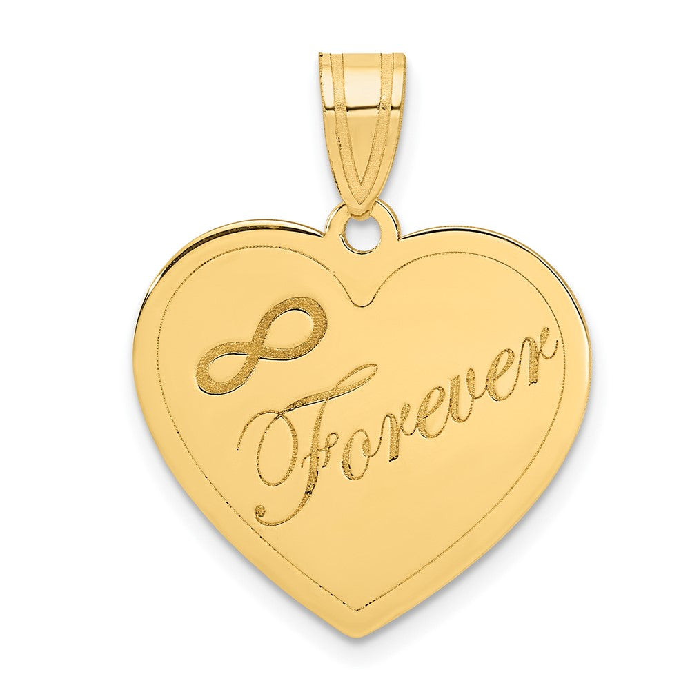 14k Infinity FOREVER Laser Cut Charm Heart Pendant, 23 x 20 mm