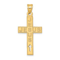 14K Laser Cut JESUS Cross Charm, 39.25 x 18.25 mm