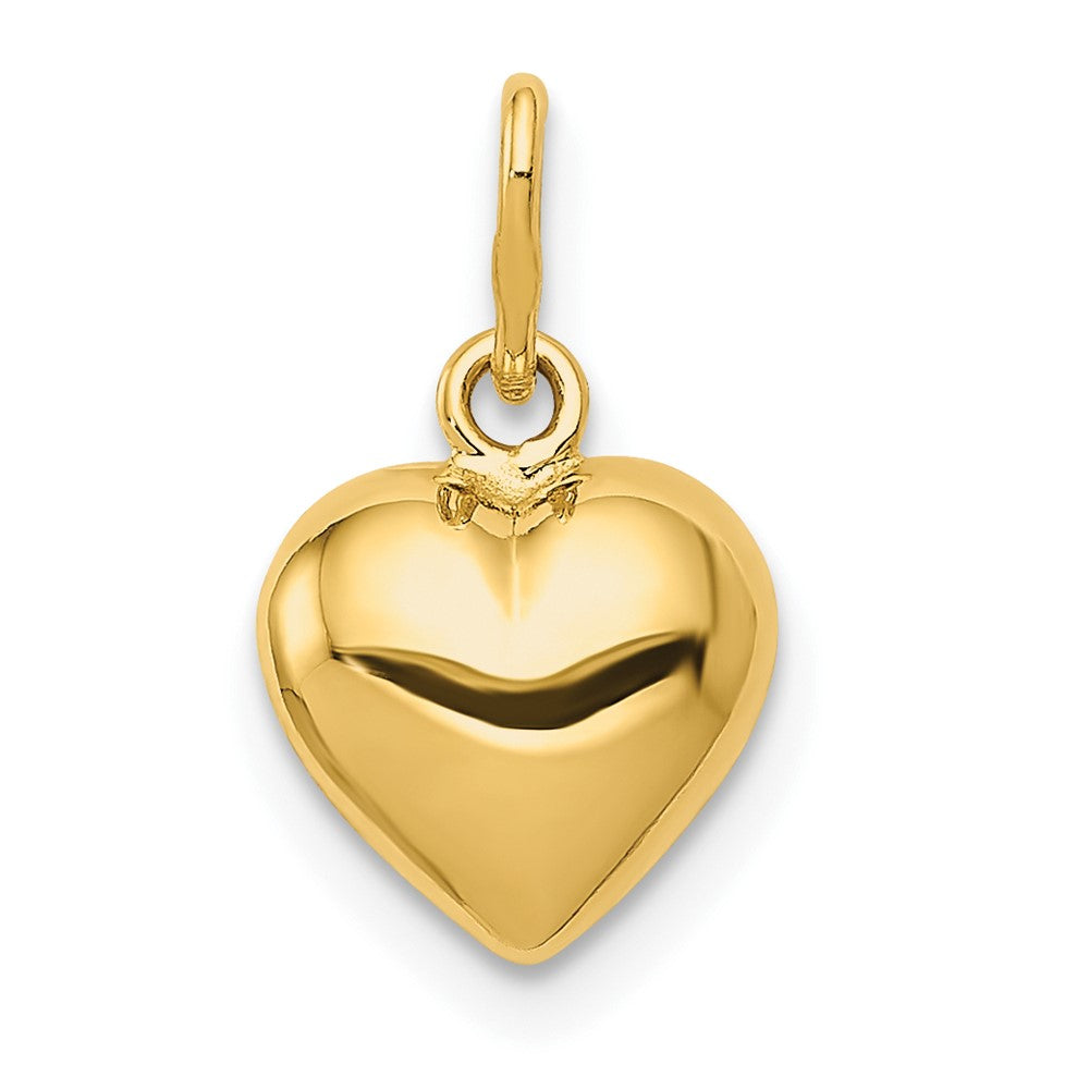 14K Polished 3-D Puffed Heart Charm, 9 x 8 mm