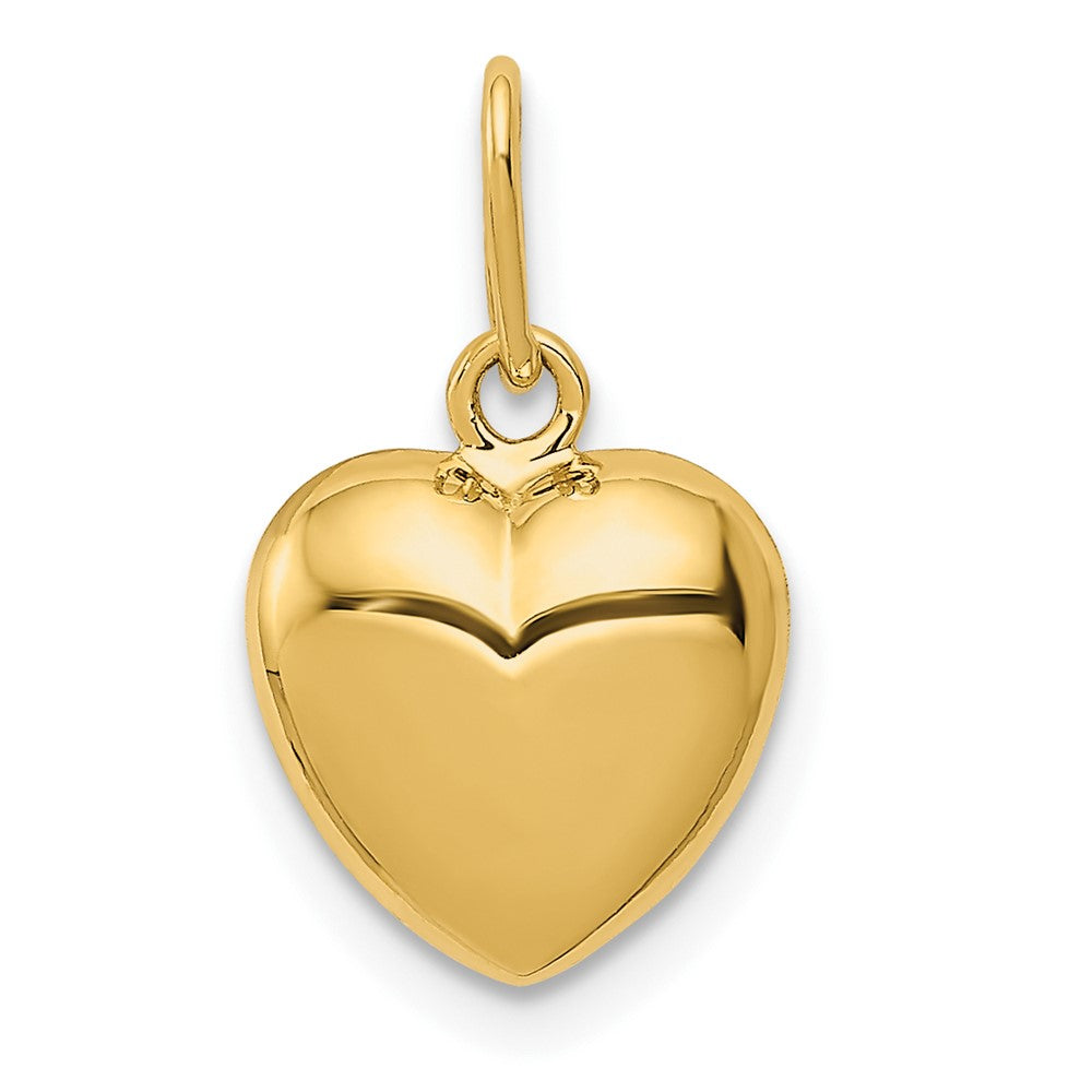 14K Polished 3-D Puffed Heart Charm, 11 x 10 mm