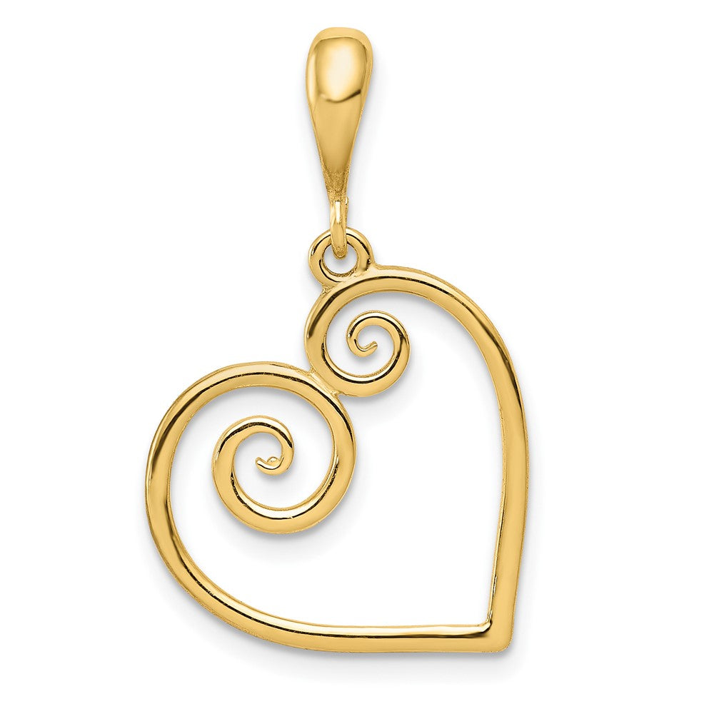 14K Polished Swirl Heart Pendant, 29 x 17 mm
