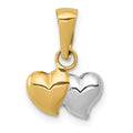 14K and White Rhodium Double Heart Pendant, 15 x 11 mm