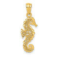 14k Gold Polished Filigree Seahorse Pendant, 25 x 9 mm
