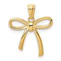 14k Gold Polished Small Ribbon Bow Pendant, 20 x 16.5 mm