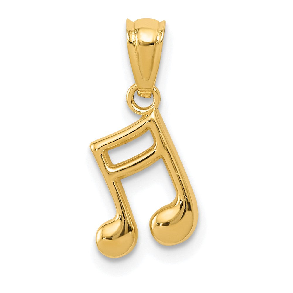 14k Gold Polished Music Note Pendant, 16.2 x 7.5 mm