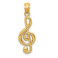 14k Gold Polished Treble Clef Pendant, 21.25 x 7.5 mm