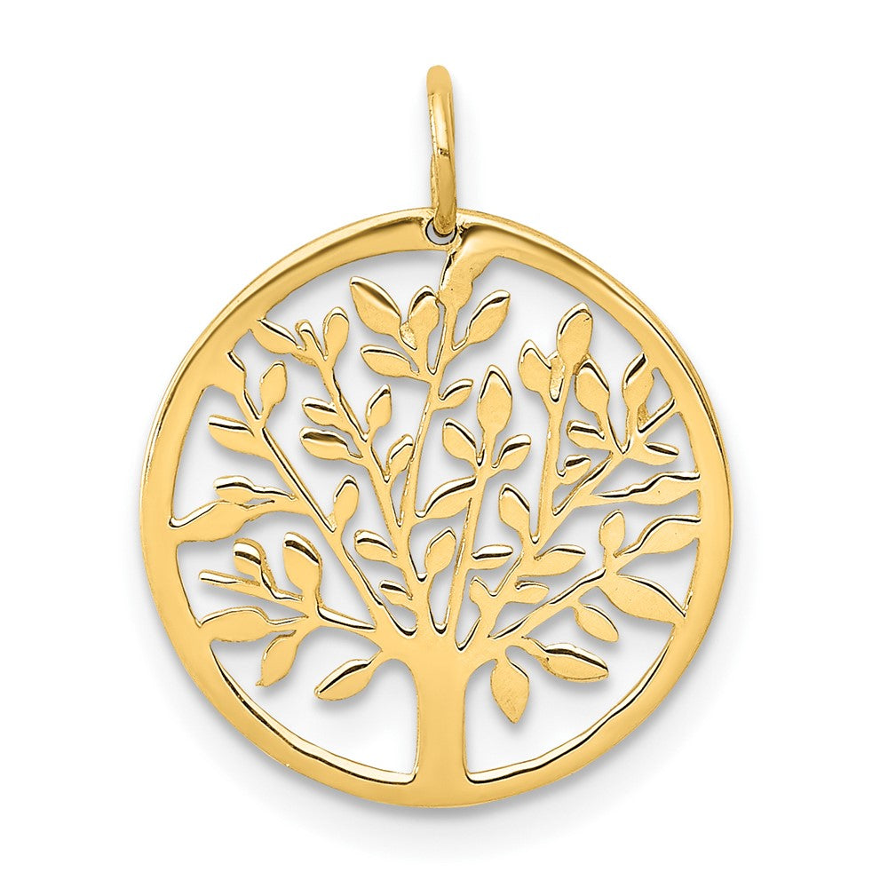 14k Round Tree Pendant, 17.8 x 14.2 mm