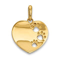 14k Heart with Pawprints Childrens Pendant, 16.5 mm
