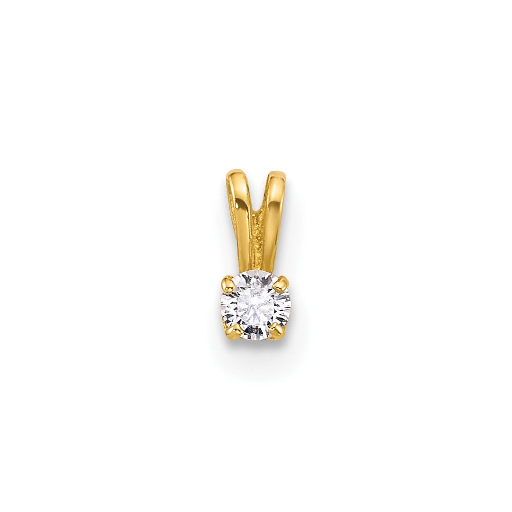 14k Tiny 2.5mm CZ Childrens Pendant, 6.15 mm