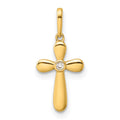 14k CZ Cross Childrens Pendant, 19 mm