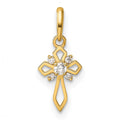 14k Fancy CZ Cross Childrens Pendant, 16 mm
