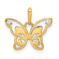 14k Polished CZ Butterfly Pendant, 12.7 x 25.7 mm