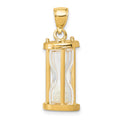 14k Polished 3-D Plastic Hourglass with Clear Beads Charm, 18.65 x 9.4 mm