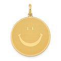 14k Solid Polished Smiley Face Pendant, 25 x 20 mm