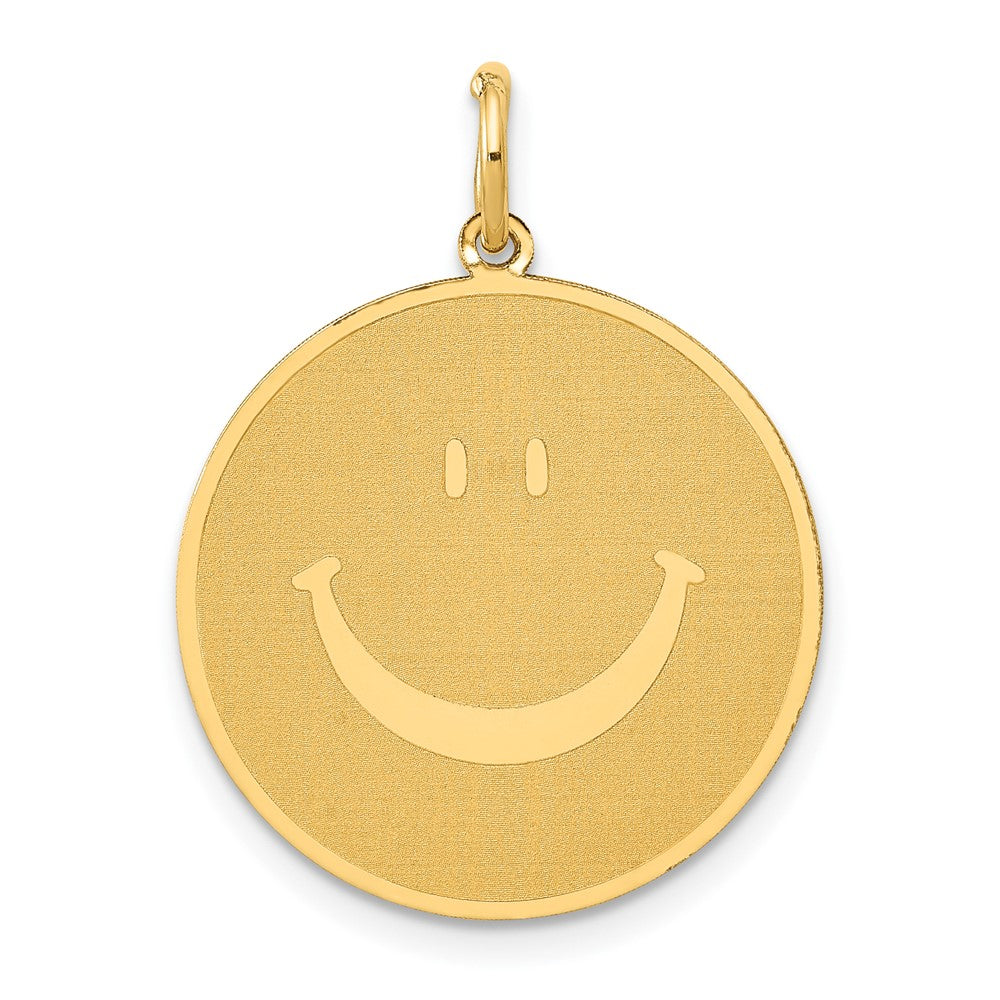 14k Solid Polished Smiley Face Pendant, 25 x 20 mm