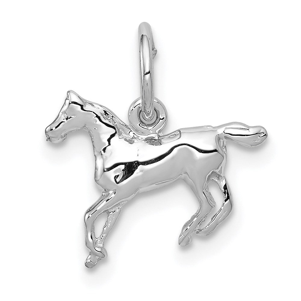 14k White Gold Cantering Horse Charm, 13 x 13 mm