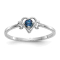 14K White Gold 3mm Round Lab Created Alexandrite Birthstone Heart Ring, Size 7