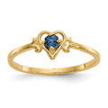 14k 3mm Round Lab Created Alexandrite Birthstone Heart Ring, Size 7