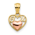 14k Two-tone Mini I LOVE U Charm, 12 x 9 mm