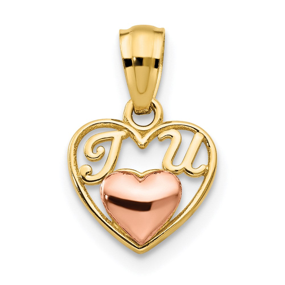14k Two-tone Mini I LOVE U Charm, 12 x 9 mm
