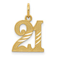14k Diamond-cut 21 Pendant, 16 x 12 mm