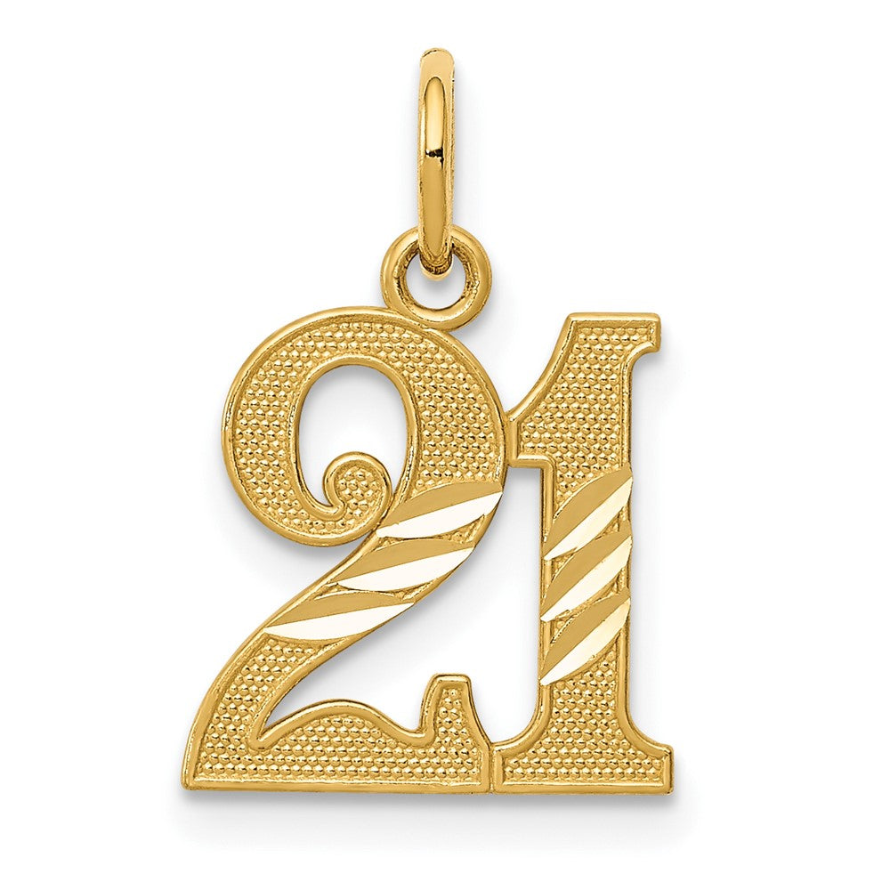 14k Diamond-cut 21 Pendant, 16 x 12 mm
