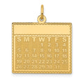 14k Wednesday the First Day Engravable Calendar Pendant, 26 x 22 mm