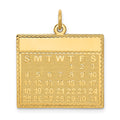 14k Thursday the First Day Engravable Calendar Pendant, 26 x 22 mm