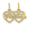 14k Double Heart BEST FRIENDS 2-Piece Break-apart Charm, 12 x 16 mm