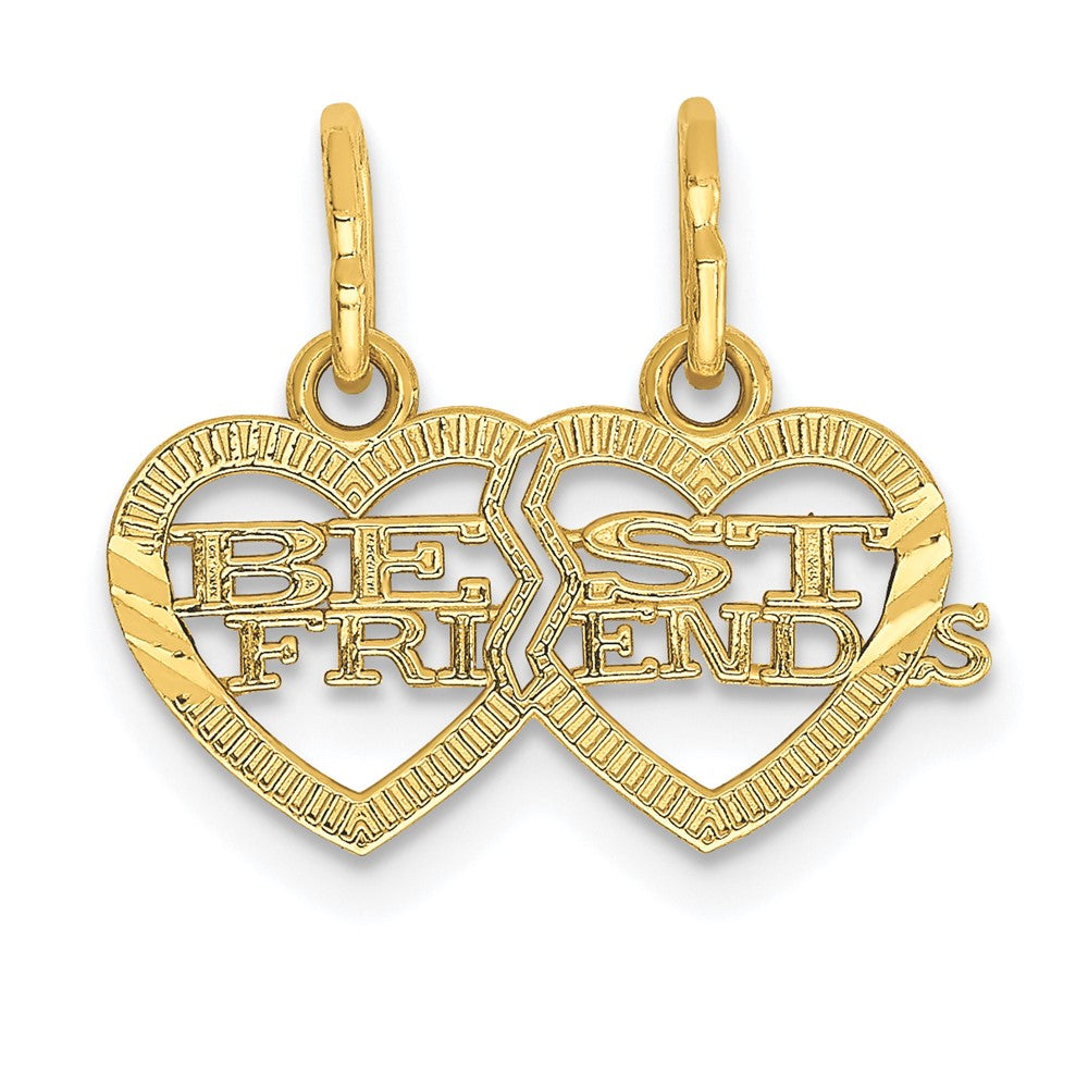 14k Double Heart BEST FRIENDS 2-Piece Break-apart Charm, 12 x 16 mm