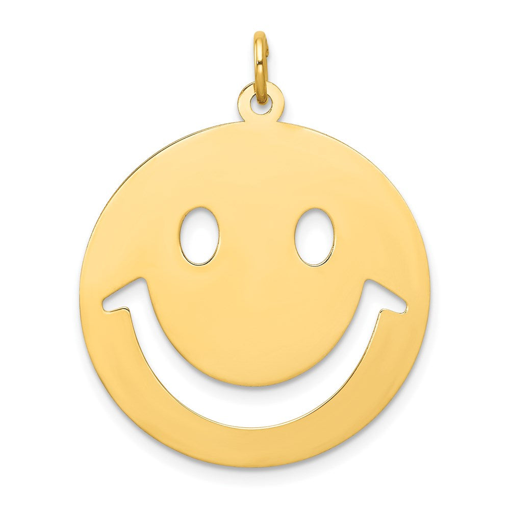 14k Cut-out Smiley Face Charm, 30 x 25 mm