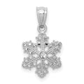 14k White Gold Snowflake Pendant, 18 x 10 mm