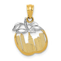14k with White Rhodium Cut-out New York Skyline in Apple Pendant, 19 x 13 mm