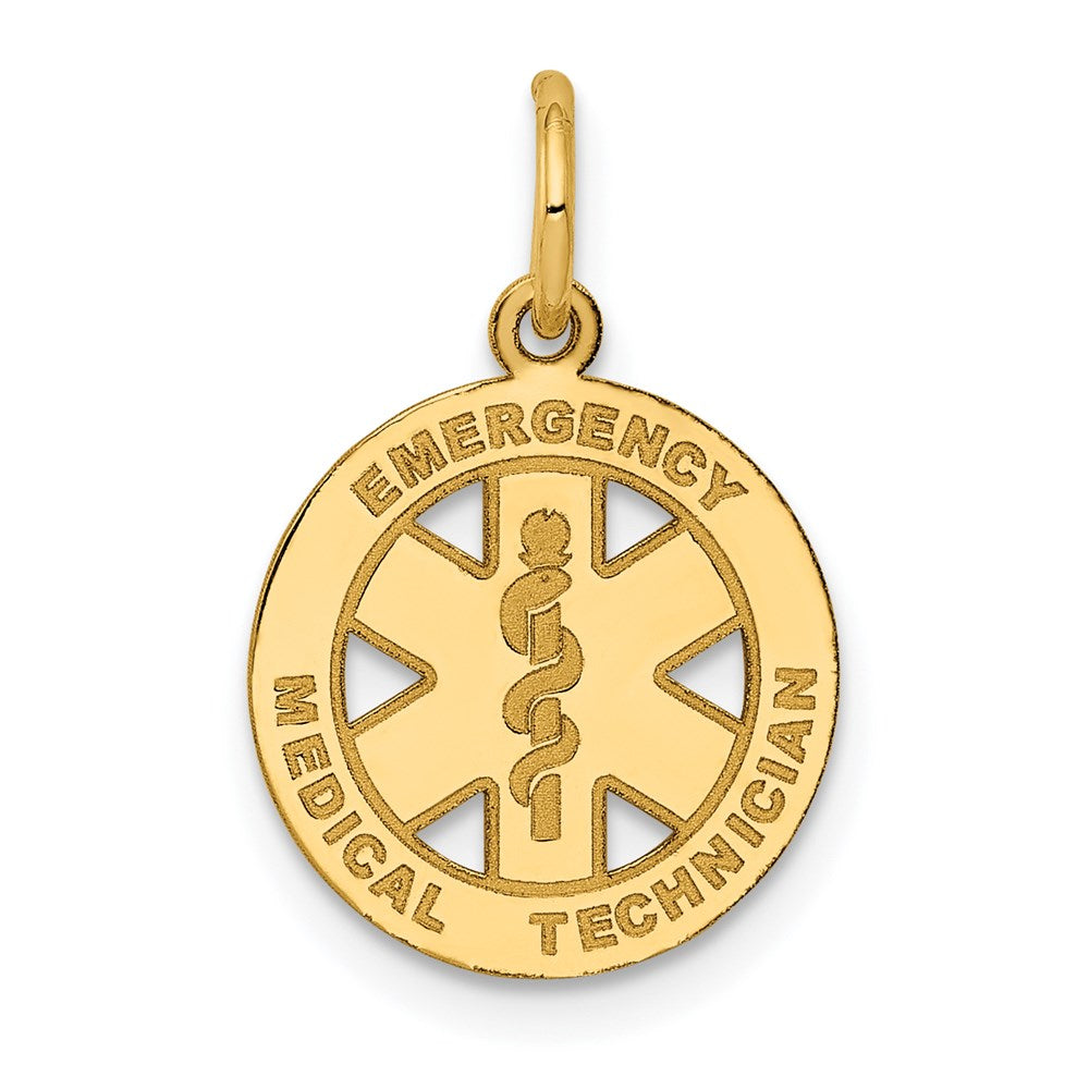 14k Small EMERGENCY MEDICAL TECHNICIAN Disc Charm, 18 x 12.5 mm