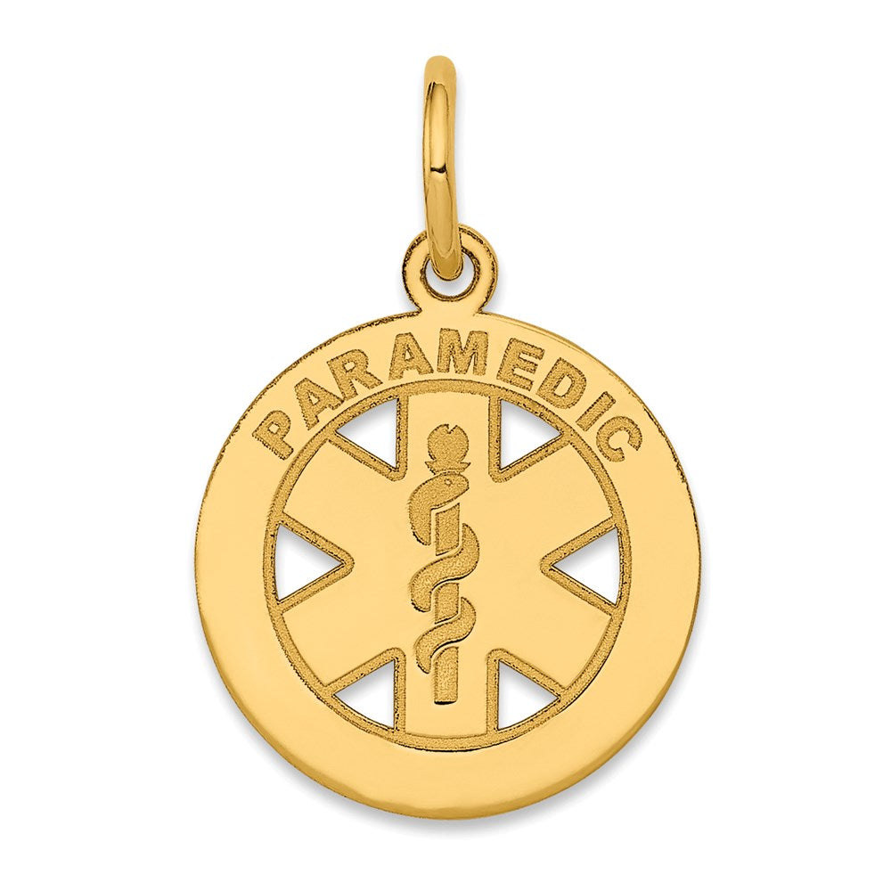 14k Small PARAMEDIC Medical Charm, 18 x 13 mm