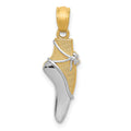 14K and White Rhodium Ballet Shoe Pendant, 25 x 6 mm