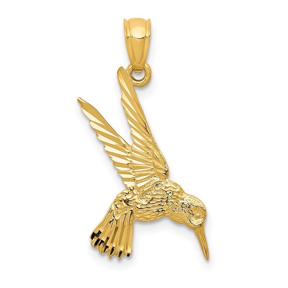 14k Hummingbird Pendant, 25 x 13 mm
