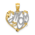 14k and White Rhodium MOM Pendant, 17 x 15 mm