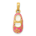 14k Pink Enameled 3-D Baby Shoe with Flowers Pendant, 22 x 7 mm
