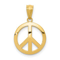 14k Polished Peace Sign Circle Pendant, 20 x 12 mm