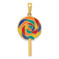 14k 3-D Multi-color Enameled Lollipop Pendant, 30 x 14 mm