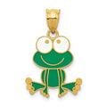 14k Green and White Enameled Frog, 23 x 15 mm
