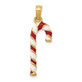 14k 3-D Enameled Candy Cane Charm, 25 x 9 mm
