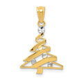 14k and White Rhodium Christmas Tree Pendant, 22 x 15 mm