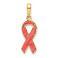 14k Pink Enameled Awareness Ribbon Pendant, 23 x 13 mm