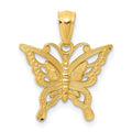 14k Diamond-cut Butterfly Pendant, 18 x 15 mm