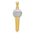 14k and White Rhodium Microphone Pendant, 29 x 9 mm