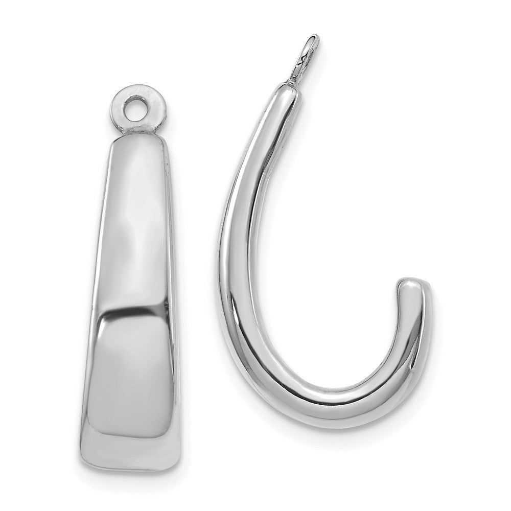 14k White Gold Polished J-Hoop Earring Jackets, 22 x 6 mm