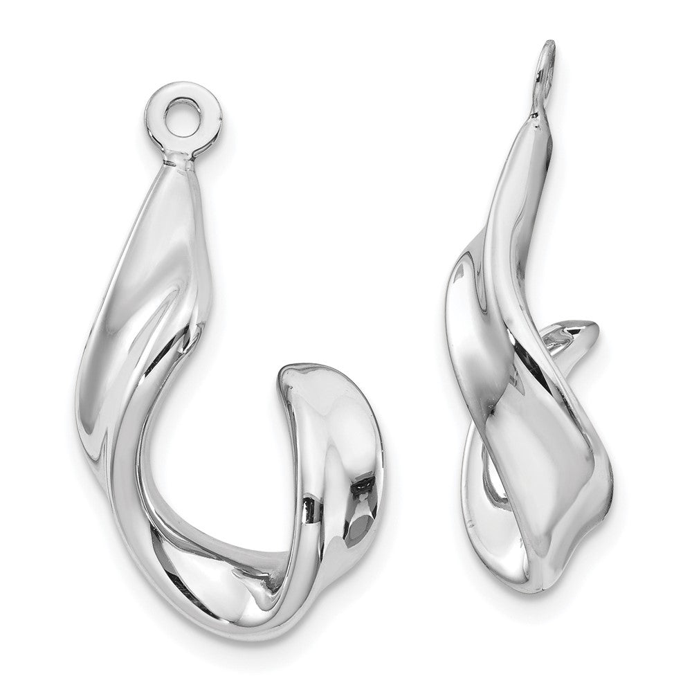 14k White Gold Twisted Freeform J-Hoop Earring Jackets, 27 x 14 mm