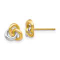 14k and White Rhodium Trinity Knot Post Earrings, 7 x 7 mm